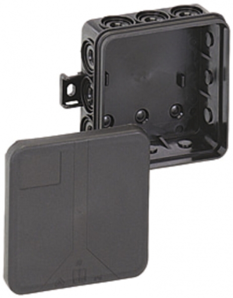 Boîte dérivation AP i 12 vide 85×85×37mm, noir 