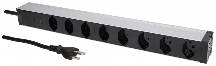 Prise multiple PDU 19" MH maxCONNECT 8×T13 1UH Td 3×1.5mm² 3m alu/noir 