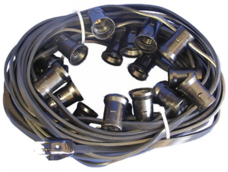 Guirlande d'illumination avec 20 douilles E27, T12, 20m, noir 