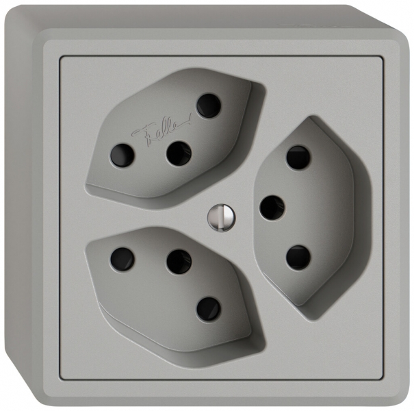 Presa AP EDIZIO.liv SNAPFIX® 3×T13 con shutter grc 