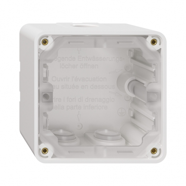 NAP-Gehäuseunterteil NEVO, 1×1, mit Dichtung, H=54mm, 3×M20, 87×87mm, weiss 