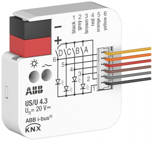 Modulo ingresso/uscita KNX INS ABB US/U4.3 4-canali 20VDC 40×39×12mm 