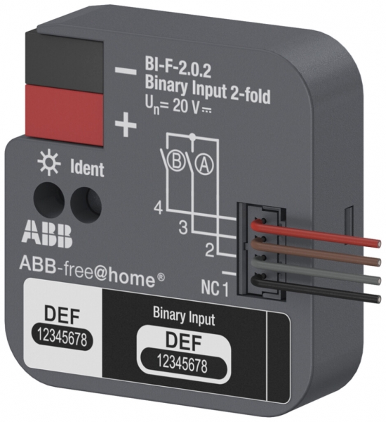 EB-Binäreingang ABB-free@home BI-F-2.0.2, 2-fach, für potentialfreie Kontakte 