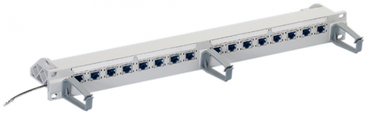 Pannello patch 19"R&M 1UA Rack 16×RJ45/s freenet cat.6 grigio 
