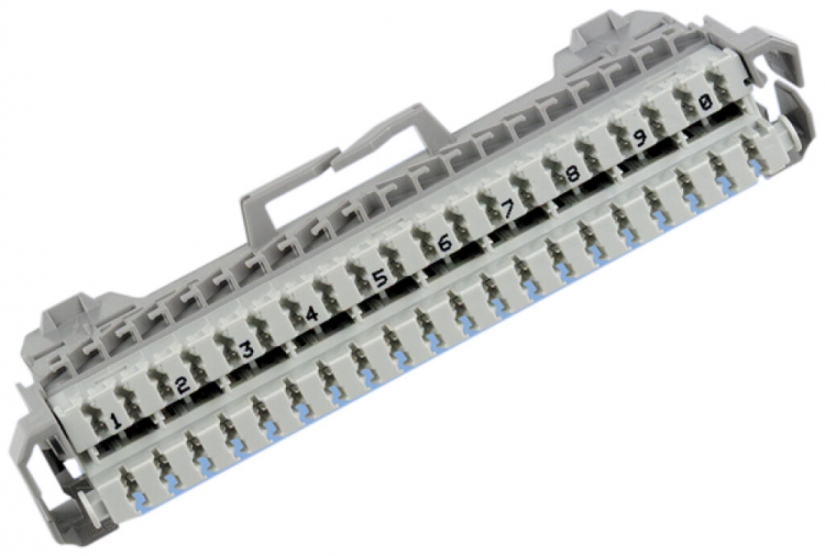 Réglette de raccordement R&M 10DA 2×0.65mm, liaison en haut 