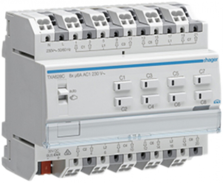 Actionneur de jalousie KNX Hager 230V NE octuple 