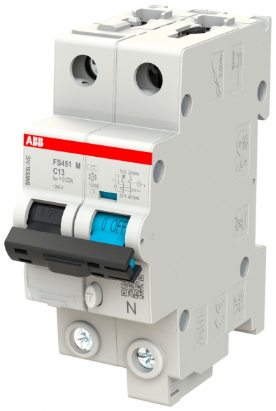 Disgiuntore differenziale ABB FS451M SMISSLINE CL C-13A/30mA 1LN 10kA tipo A 