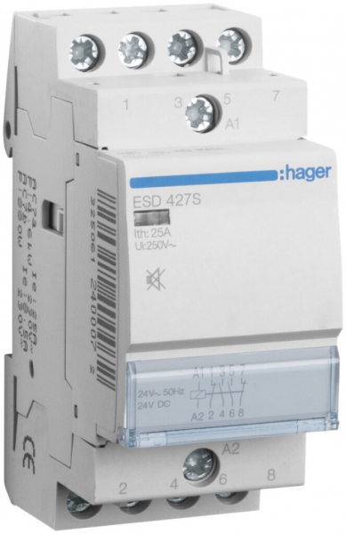REG-Schütz Hager 24VAC 2 Schliesser 2 Öffner 25A brummfrei 2TE 