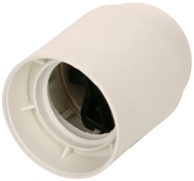 Fassung E27 Kunststoff M10×1 weiss mit Glattmantel 