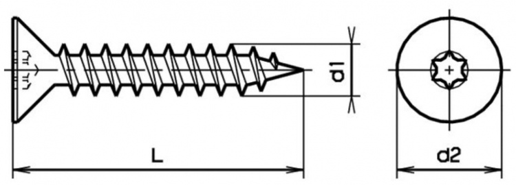 Vis pour panneau aggloméré à tête conique Ferronorm T30 6×60mm zinguée a.tige 