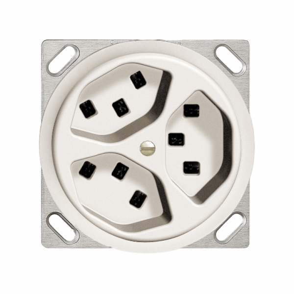 Prise INC 3×T23 16A blanc FH, avec bornes enf. 