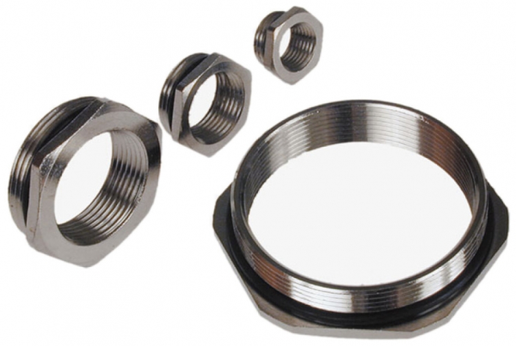 Réduction 6 pans M16×1.5 extérieur/M12×1.5 intérieur laiton nickelé 