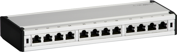 Patch box mini 12×RJ45s cat.6 STP, grigio alluminio, schermato 