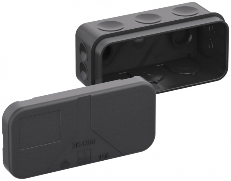 Scatola di derivazione AP 2K-Mini-L/sw 89×43×38mm, IP55, nero 