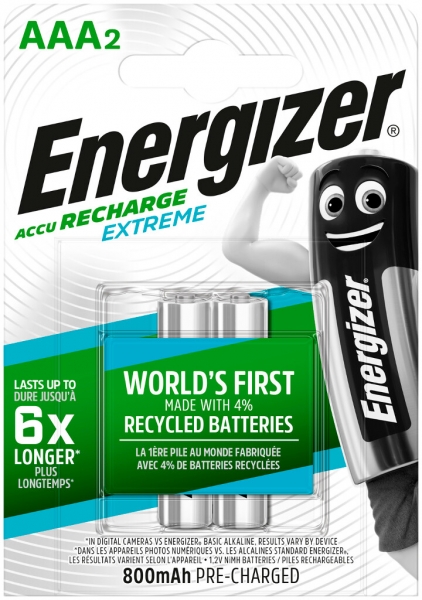 Accu NiMH Energizer Extreme HR03 1.2V, 800mAh, 2pièces 