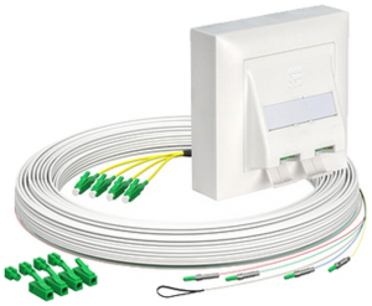 Scatola svolgicavo FTTH AGRO OTO BEP kit AP 4×LC 3mm 20m bianco B2ca 