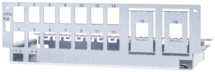 Pannello patch Ceconet Hybrid 14(+2)-port RJ45 Keystone, 2×LC/d 