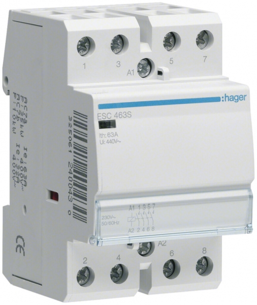 Contacteur AMD Hager 230VAC 4 fermeur 0 ouvreur 63A sans bourdonnement 3UM 