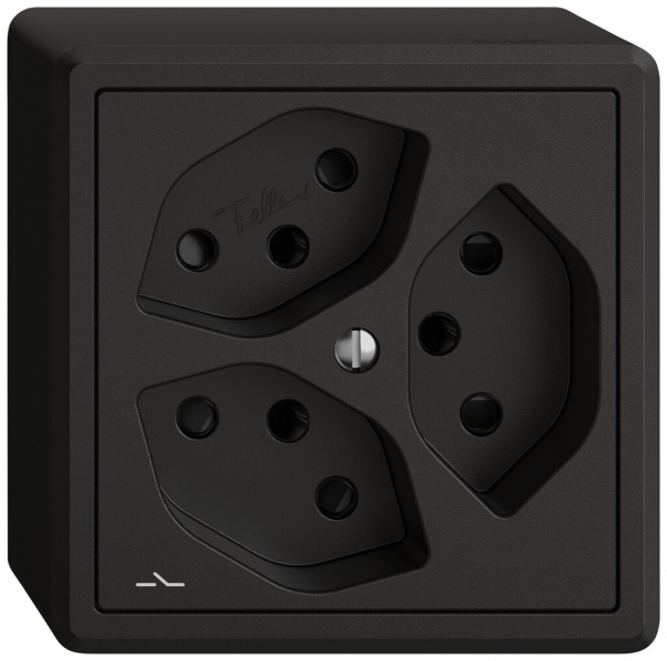 Presa AP EDIZIO.liv SNAPFIX® 3×T13 1×S con shutter ne 