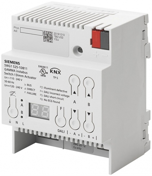 Attuatore-commutatore/variatore KNX AMD Siemens N 525D11, 2×20 DALI Broadcast 