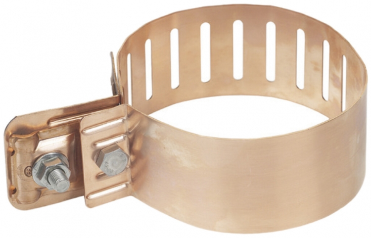 Collier de contact réglable Flury Al 3, Cu nu, tube Ø 70…120mm 