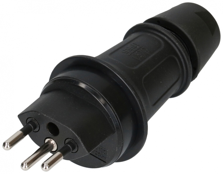 Spina tipo 13 MH TH55 tondo 10A 230V 3P nero 
