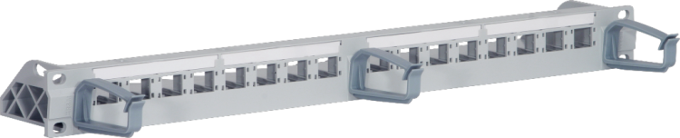 Pannello di distribuzione 19" 1UA 16p, u, grigio, vuoto, R&M 