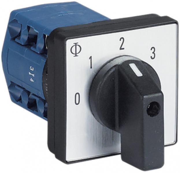 Interruttore rotativo INS K&N, 20A/690V 5/1L, manopola ne 48×48mm Ø6mm "0-1-2-3" 