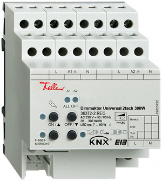 Actionneur-variateur universel AMD KNX FH 36372-2.REG, 2×20…300W 