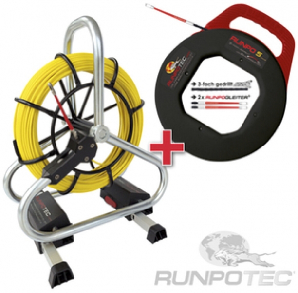 Kit azione Profi-Set bobina, asta fibra di vetro, Runpo attorcigliato 