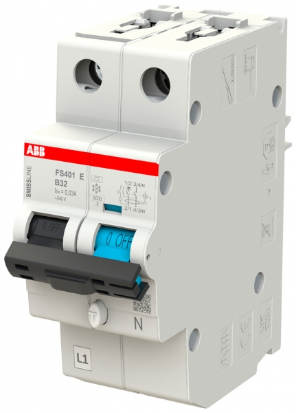 Disgiuntore differenziale ABB FS401E SMISSLINE TP B-32A/30mA 1LN 6kA tipo A 