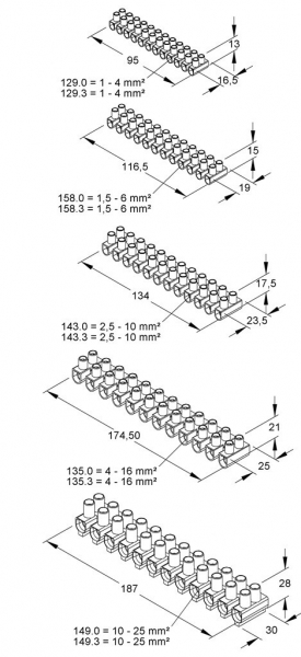 Morsettiera Kleinhuis 12P 2.5…10mm² 57A 450V bianco 