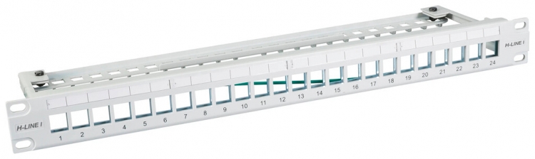 Panneau de distribution 19" H-LINE I 24-port Keystone vide blindé 1UH gris 