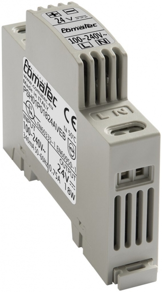 Alimentazione AMD Comatec PSH01, IN: 100…240VAC, OUT: 24VDC/18W, stabilizz. 1UM 