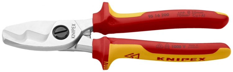 Cisaille pour câbles KNIPEX pour Ø20mm max VDE 200mm 