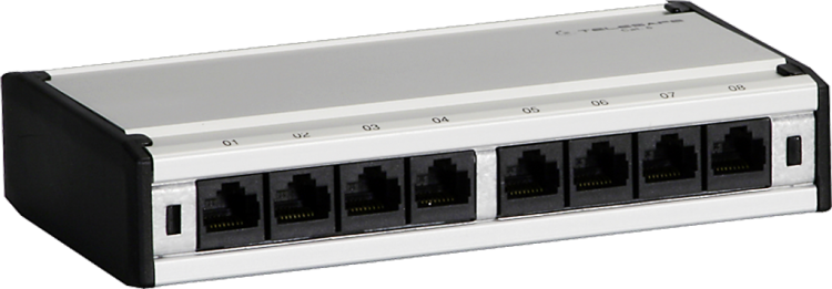 Patch box mini 8×RJ45u cat.6 UTP, grigio alluminio, non schermato 