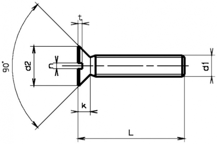 Vite a testa svasata M5×50mm DIN 963A, zincato cromato 