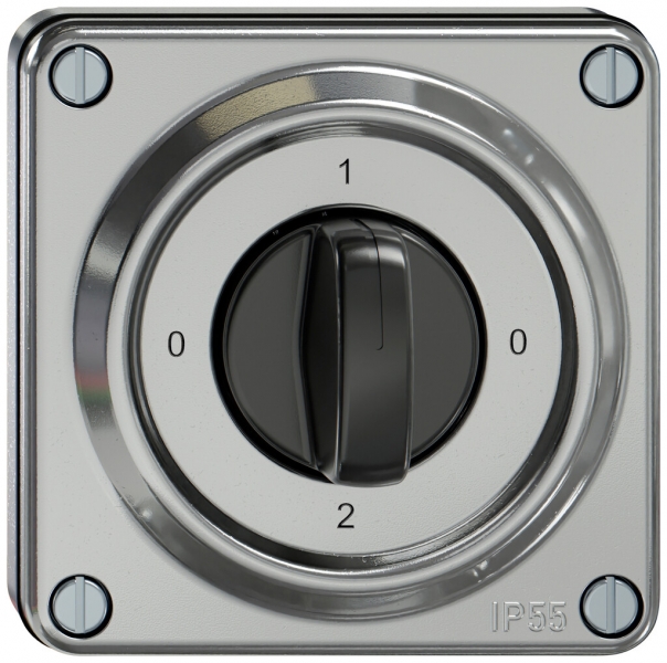 UP-Drehschalter ELEMENT SNAPFIX® 2/1L 16A 400V 0-1-0-2 alu 