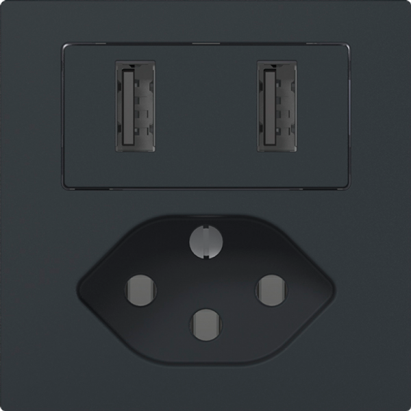 Presa di carica USB+T13 SIDUS E 240V max.2400mA antracite 