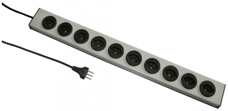 Presa multipla MH 10×T13 PowerLine, Td 3×1mm², 1.5m, nero 