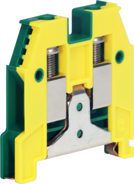 Morsetto di terra componibile Woertz 4…10mm² vite 2×1 DIN 35mm verde/giallo 