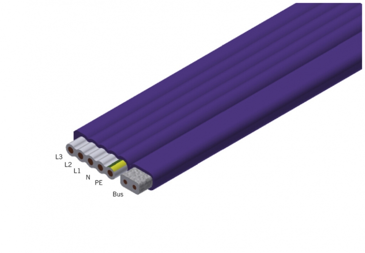 Cavo piatto Woertz Combi 5×2.5+2×1.5mm² senza alogeni lilla Cca Una lunghezza