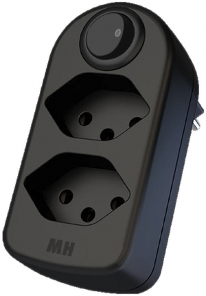 Fiche multiple MAX HAURI ADAPT SPLIT 10A avec interrupteur EN/HORS 2×T13 noir 