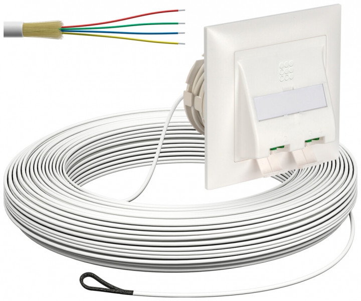 Boîte de déroulement de câble FTTH kit ENC 2×LC-DX 2.3mm 40m blanc B2ca 