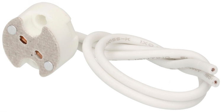 Douille G4/G5.3/G6.35 matière synthétique blanc avec raccordement 140mm 