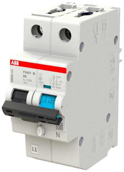 Disgiuntore differenziale ABB FS401M SMISSLINE TP B-6A/30mA 1LN 10kA tipo A 