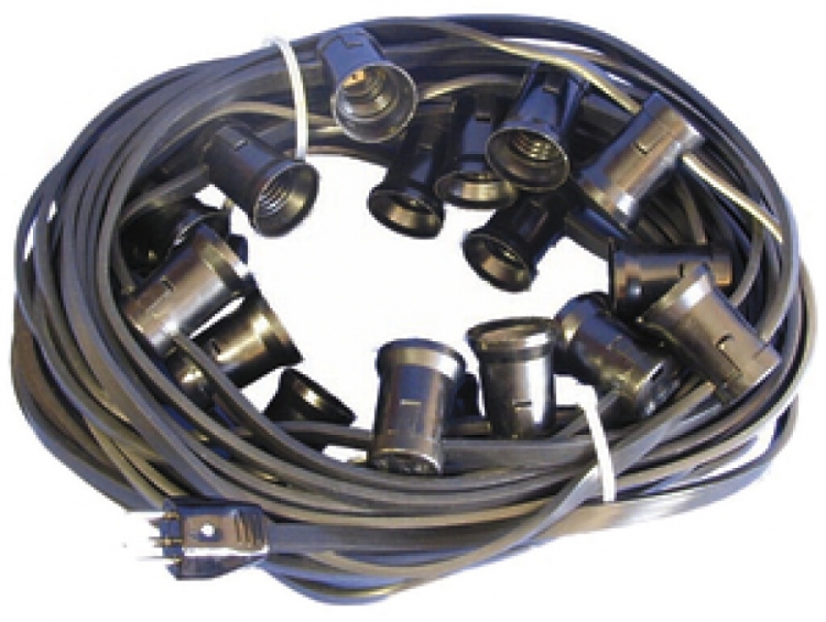 Guirlande d'illumination avec 10 douilles E27, T12, 10m, noir 