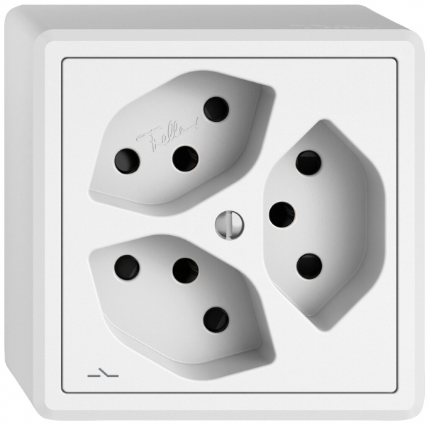 Presa AP EDIZIO.liv SNAPFIX® 3×T13 1×S con shutter bi 