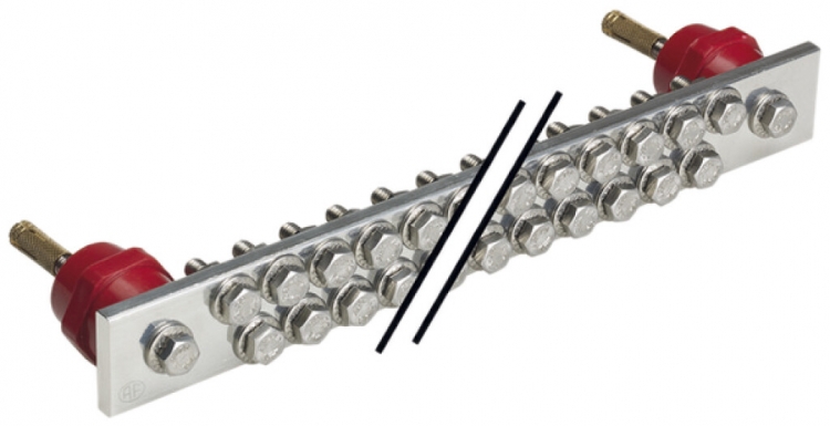 Potenzialausgleichsschiene Flury PA 21, Cu vsn, 2-reihig, 325×60×5mm, 16×M8 