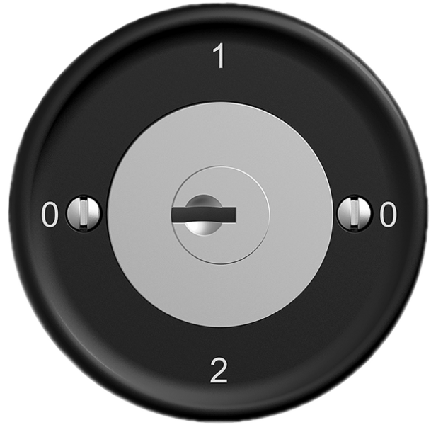 Interrupteur rot.ENC STANDARDdue 2/1L noir, avec serrure de sûreté 